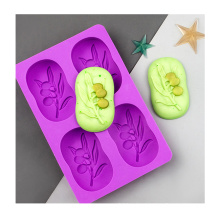 wholesale food grade baking tooling DIY handmade cake mould 4 cavities olive silicone 3d soap mold